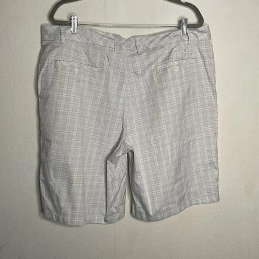 Under Armour Gray Plaid Stretch Flat‎ Front Golf Shorts Men 40
